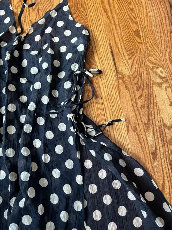 J. Crew Black Polka Dot Midi Dress swimsuit cover-up - Picture 3 of 7